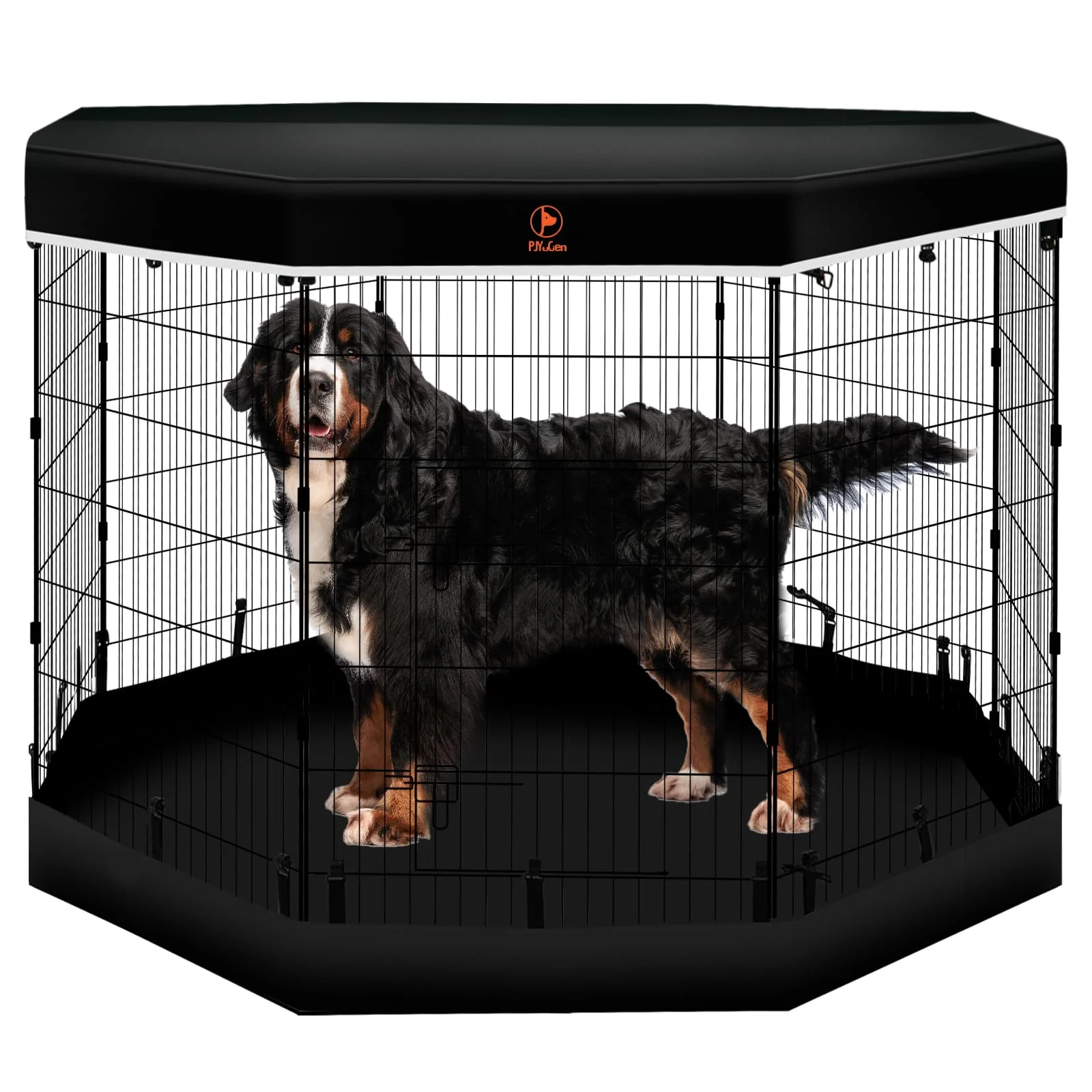 Stylish PJYuCien Dog Playpen – 8-Panel 42-Inch Foldable Metal Exercise Pen with Top Cover Bottom Pad Sophisticated