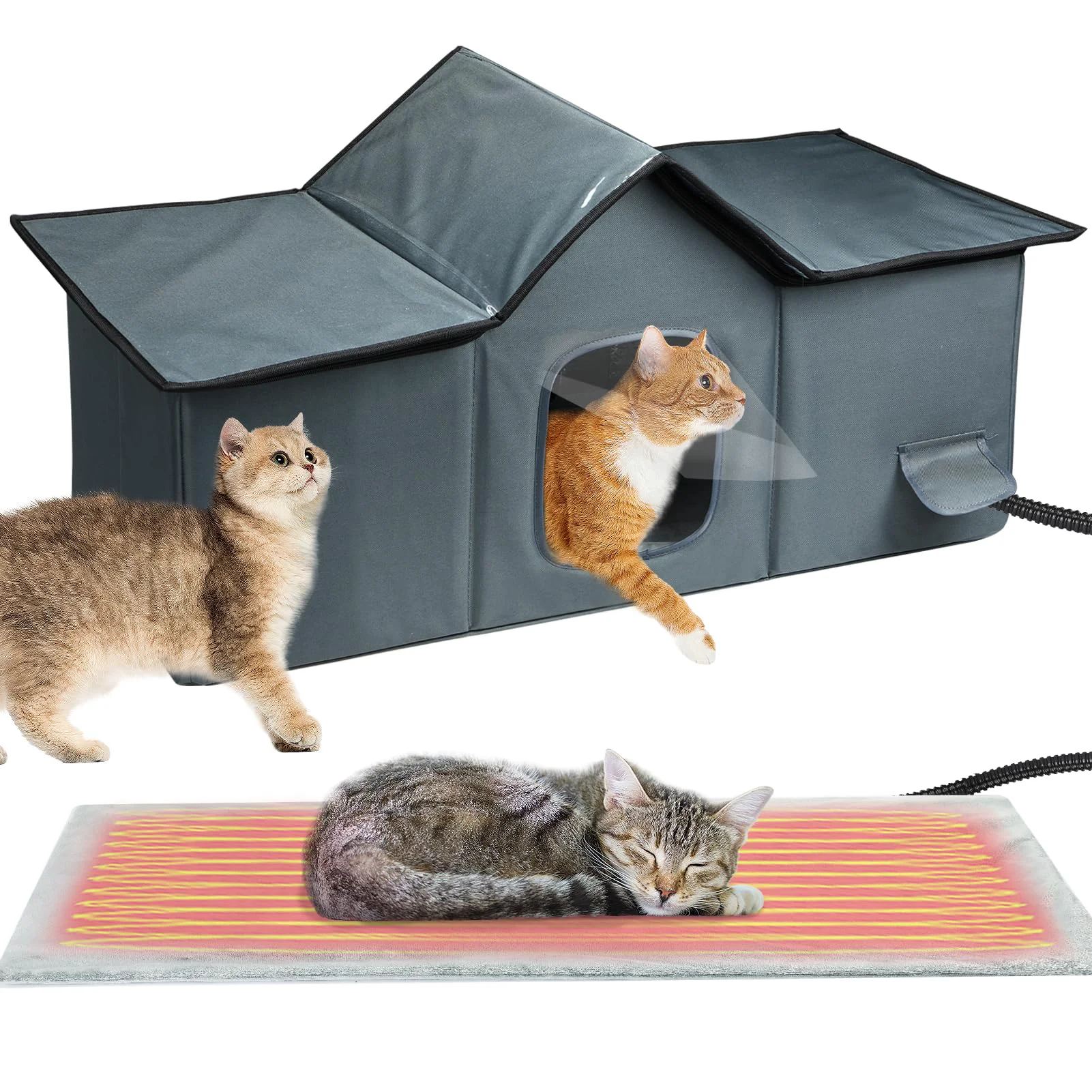 Reusable MEWTOGO Weatherproof Heated Cat House – Insulated Outdoor Shelter for Winter X-Large Superior