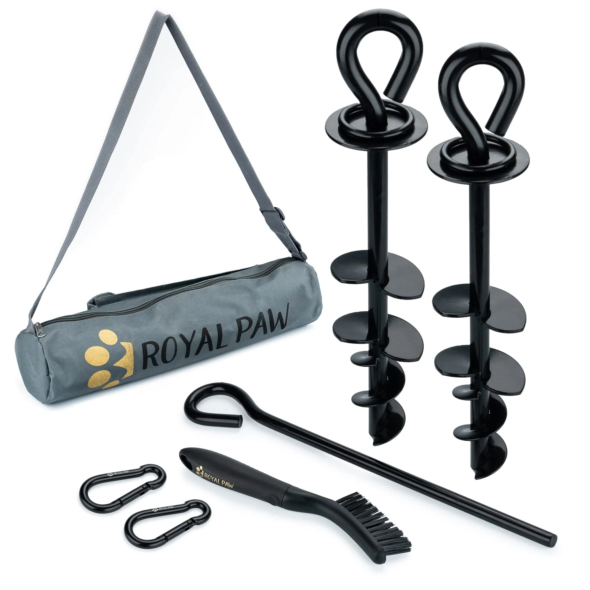Flexible ROYAL PAW Dog Tie Out Stake — Heavy-Duty Ground Anchor for Large Dogs Up to 210 lbs Yard Beach Camping Luxury