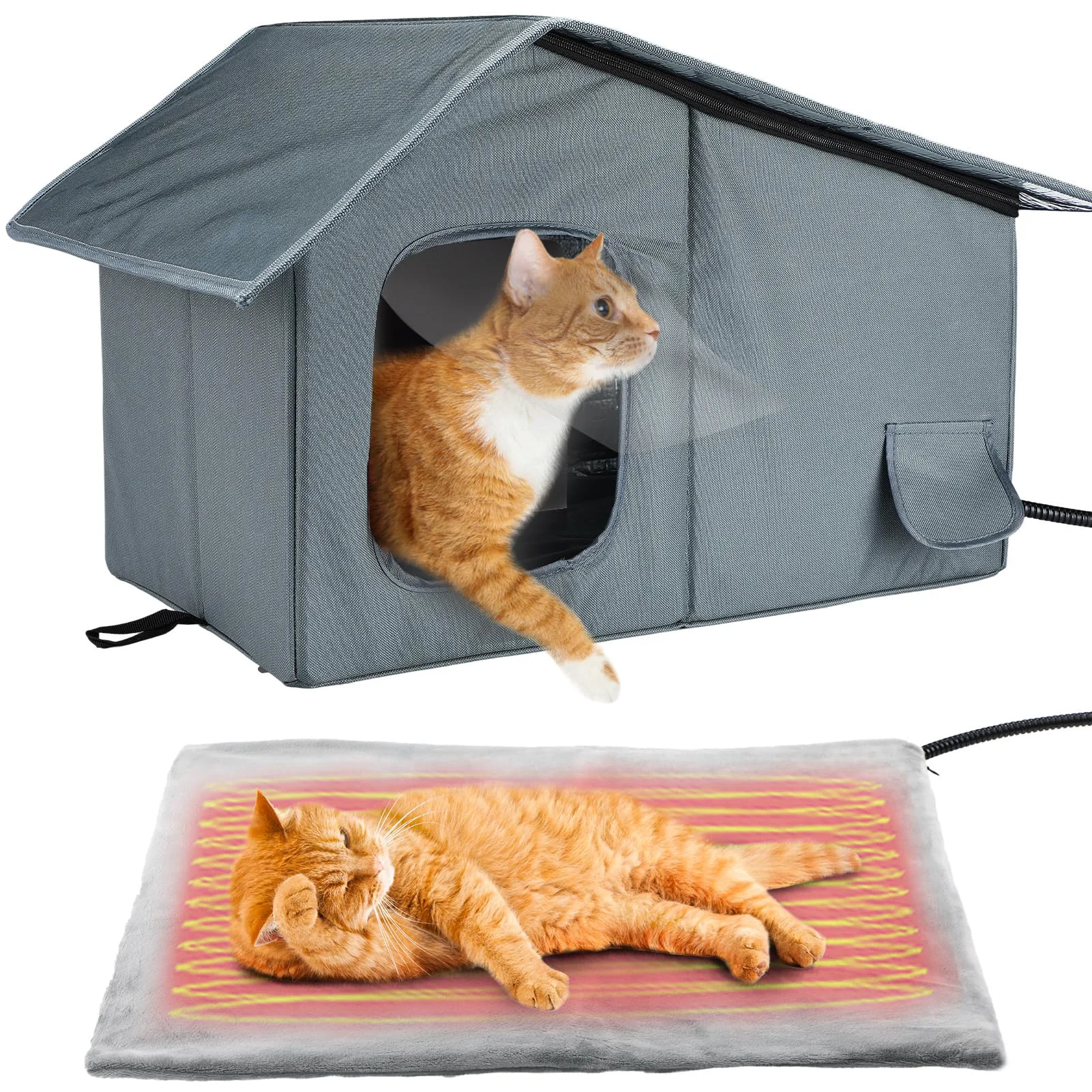 Quality MEWTOGO Weatherproof Heated Cat House – Outdoor Insulated Shelter with Thermostatic Pad Medium Pure