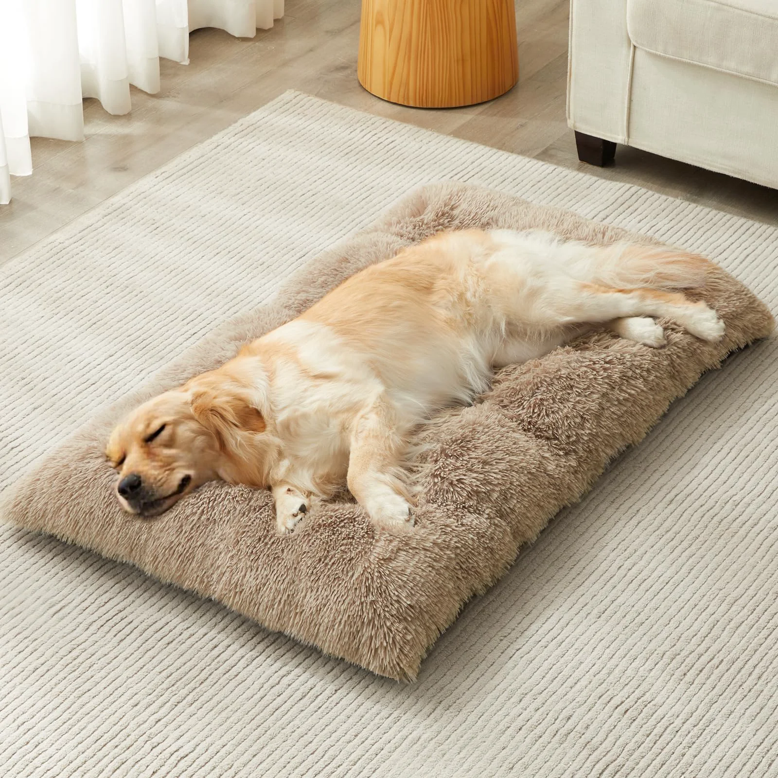 Solid BFPETHOME Large Dog Bed – Plush Crate Mat 48 x 29 x 5 in Anti-Slip Washable Elite