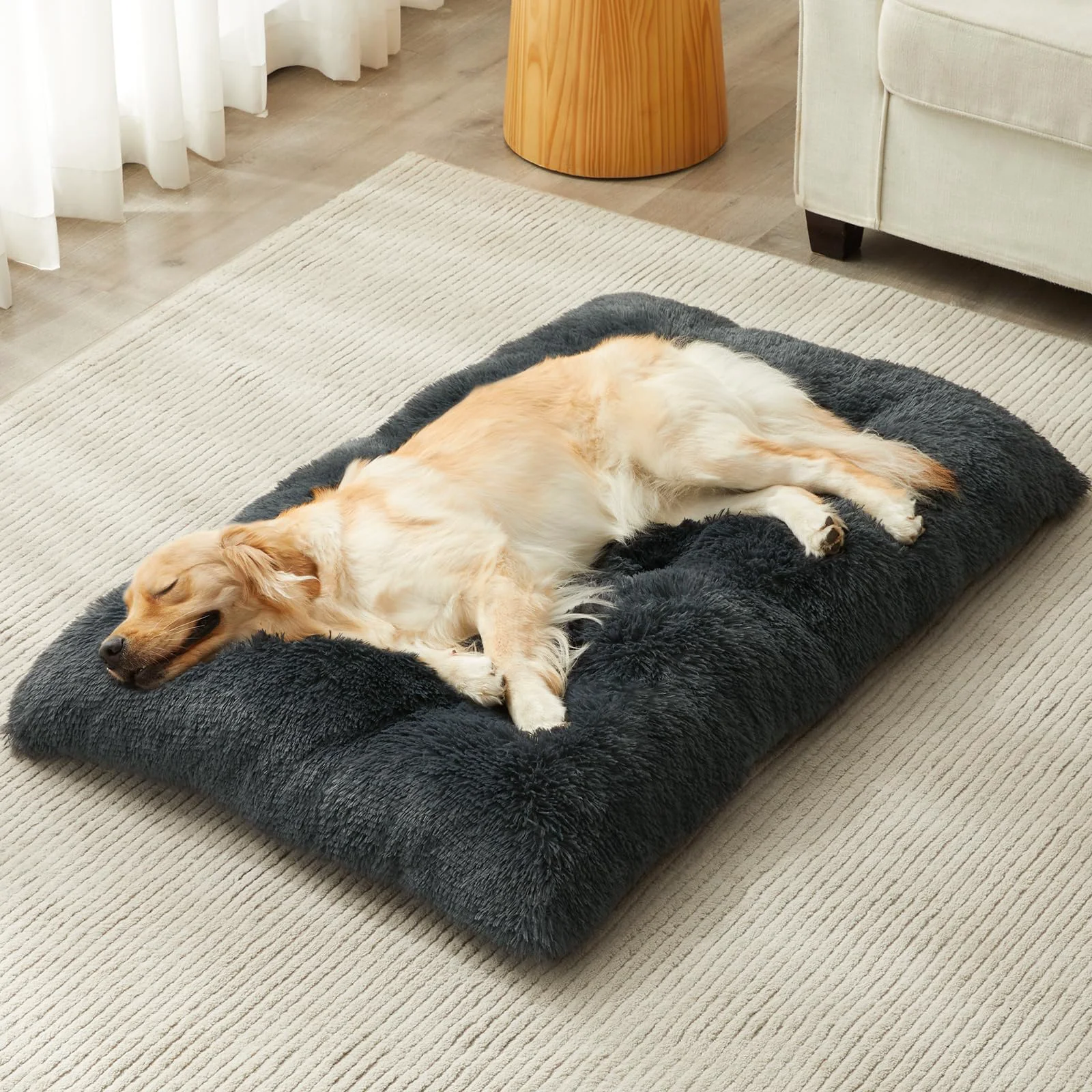 Proven BFPETHOME Large Dog Bed – Plush Crate Pad with Non-Slip Bottom Easy-Care Washable Fabric Top-Quality