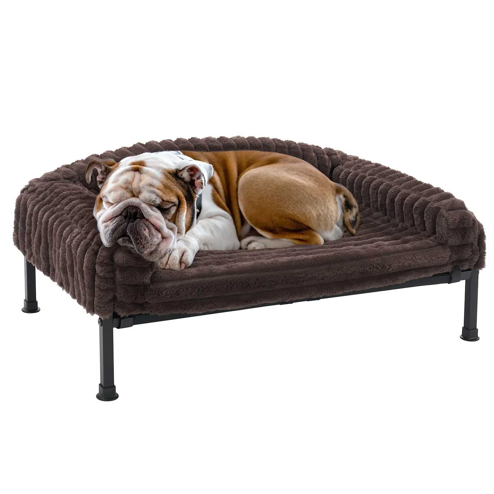 Elegant Veehoo d Dog Bed with Bolster Cushion — 36×28 in Brown Fast