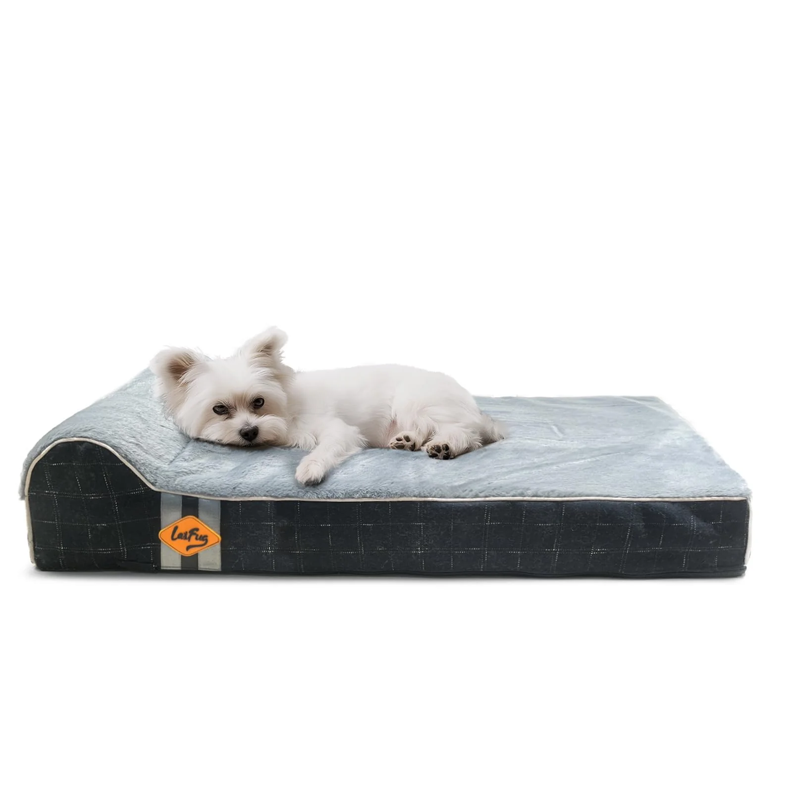 Clean Laifug Orthopedic Memory Foam Dog Bed Waterproof Liner Large 34x22x5.5 in Black Grid Gray Secure