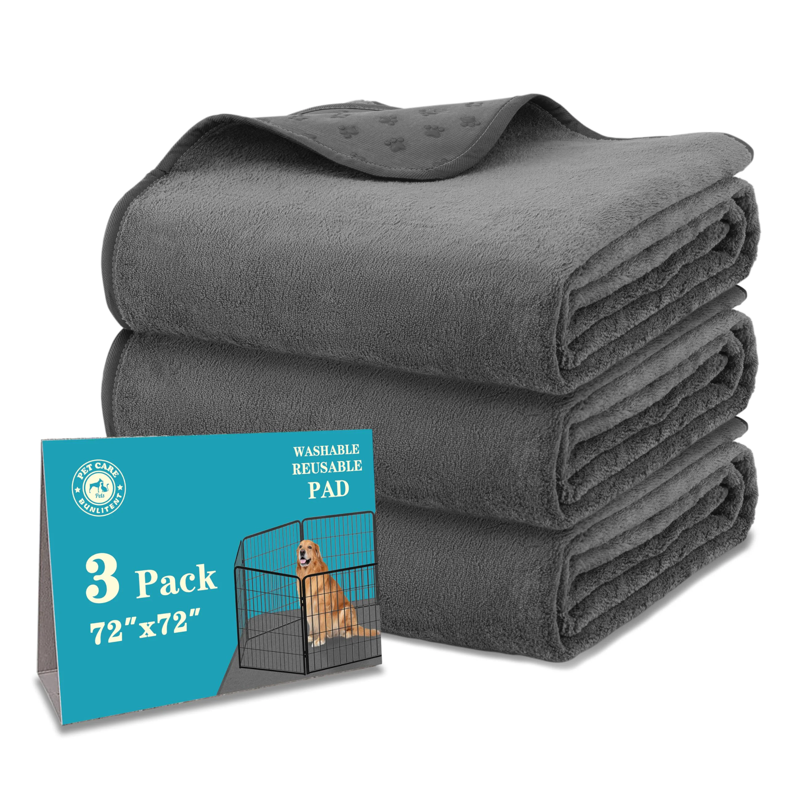 Healthy Bunlitent Washable Pee Pads for Dogs 72×72 Extra-Large Non-Slip Waterproof Pads Elite