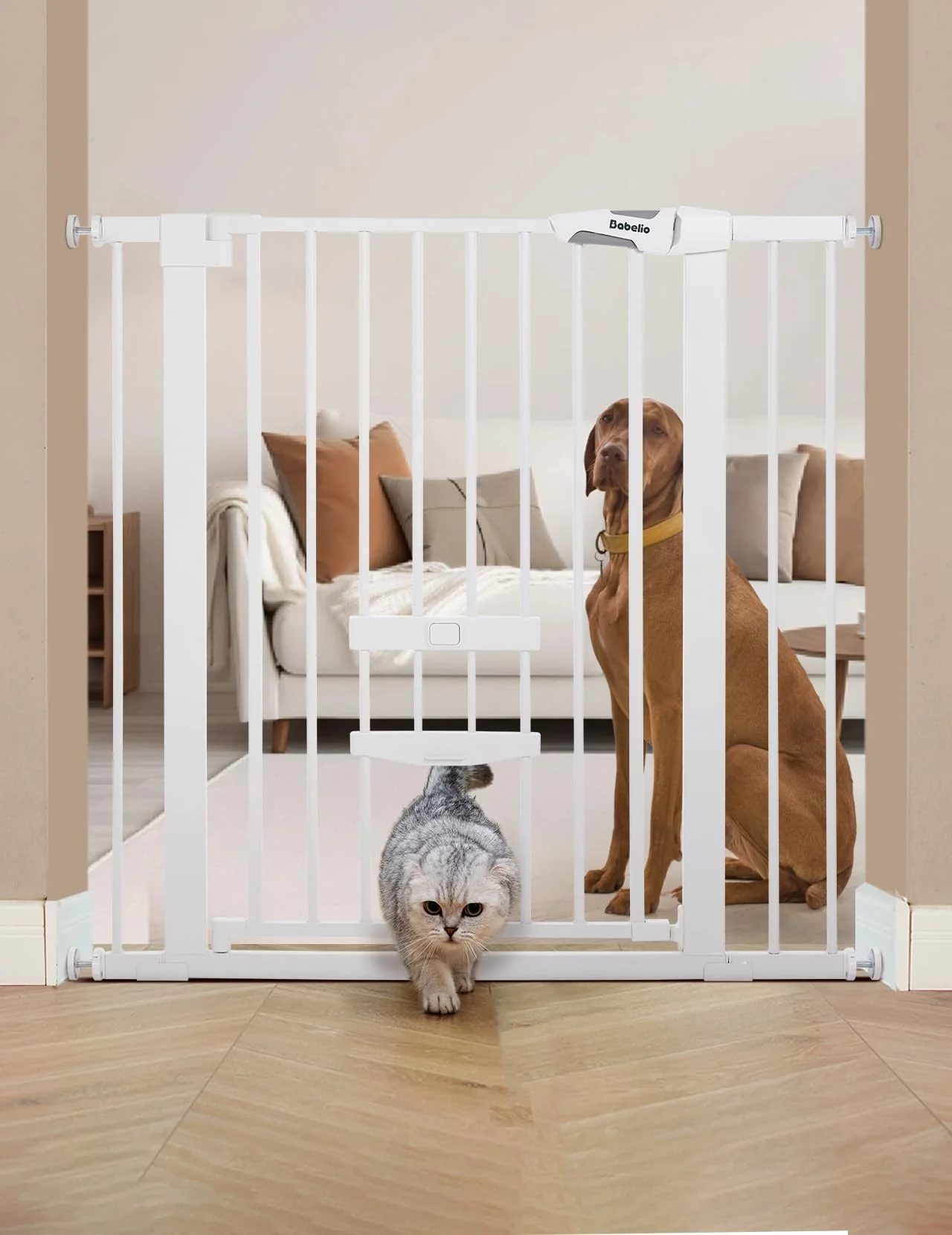 Powerful BABELIO 36 Inch Extra Tall Baby Gate with Cat Door – Auto-Close 29–40 Wide Genuine