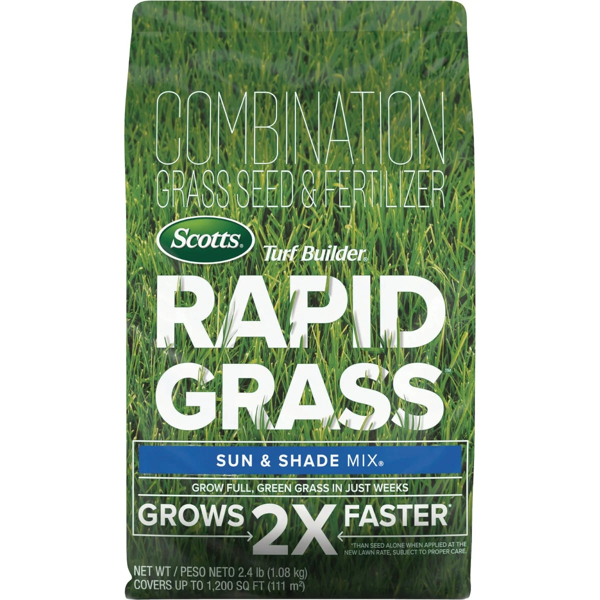 Authentic Scotts Turf Builder Rapid Grass 2.4 Lb. 1200 Sq. Ft. Sun Shade Mix Grass Seed Fertilizer Combination Trusted
