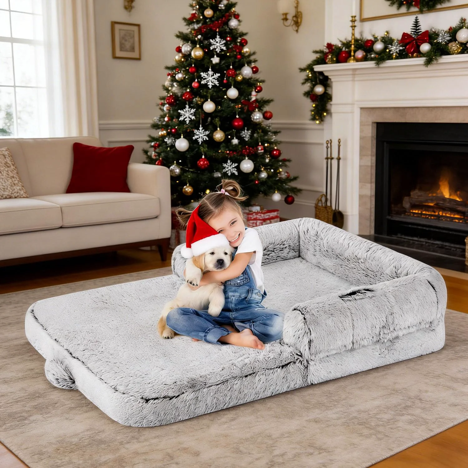 Carefully Designed ZOMISIA 54x38x8.5 Human Dog Bed for Kids — 2-in-1 Foldable XL Memory Foam Sofa Premium Material
