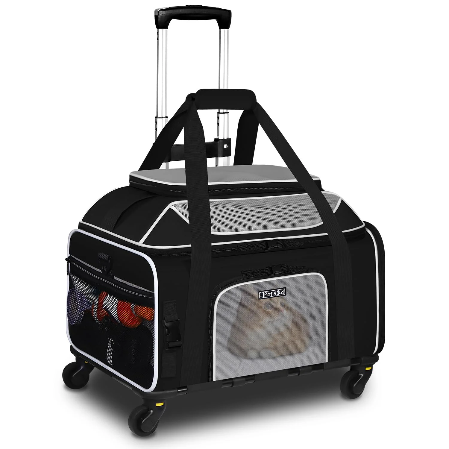 Carefully Designed Petskd Top-Expandable Pet Carrier with Wheels – Airline Under-Seat 19x13x9 3.5 Recyclable