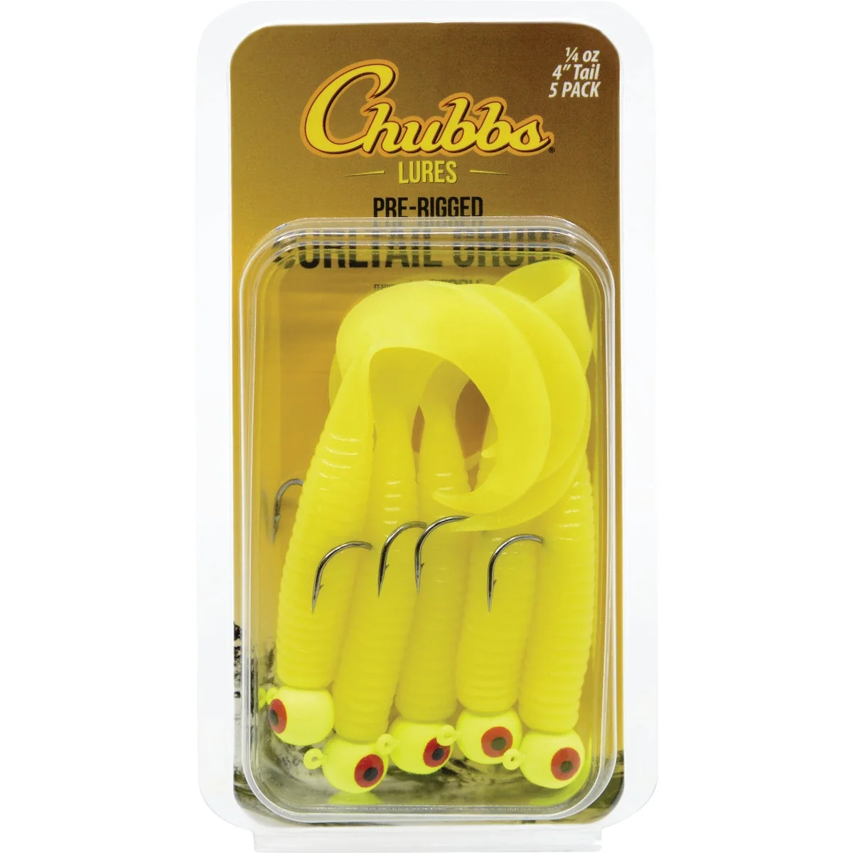 Recyclable Chubbs 4 In. Yellow Curltail Grub 5-Pack First-Class
