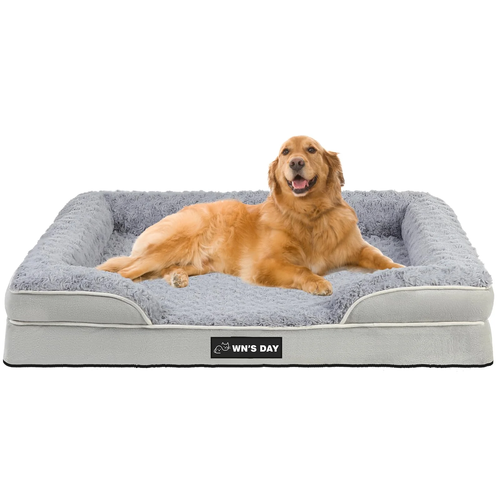 Lightweight Wn’s Day Orthopedic Dog Bed – Large XXL Washable Memory Foam with Removable Cover Grey Advanced