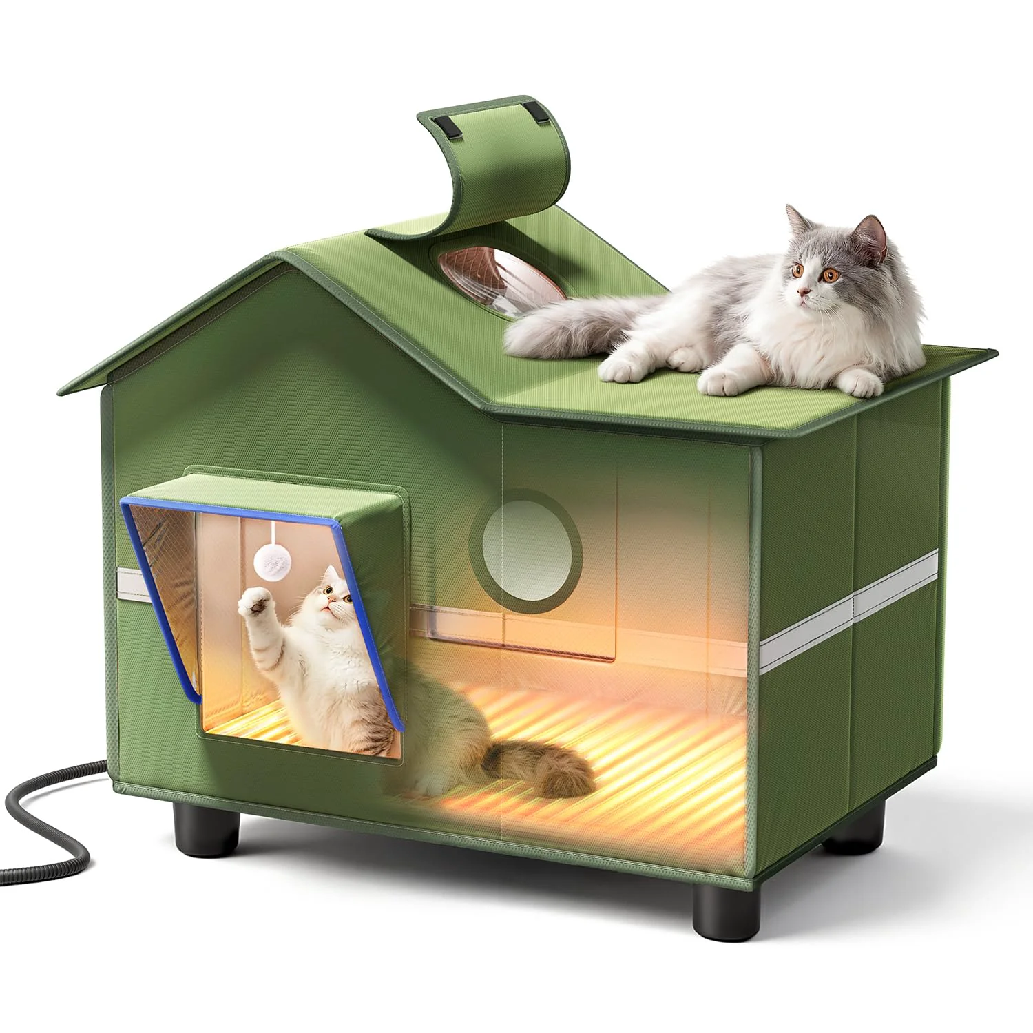 Convenient Banxye Heated Cat Shelter – Large Outdoor Cat House with Roof Window Weatherproof Easy Assembly Versatile
