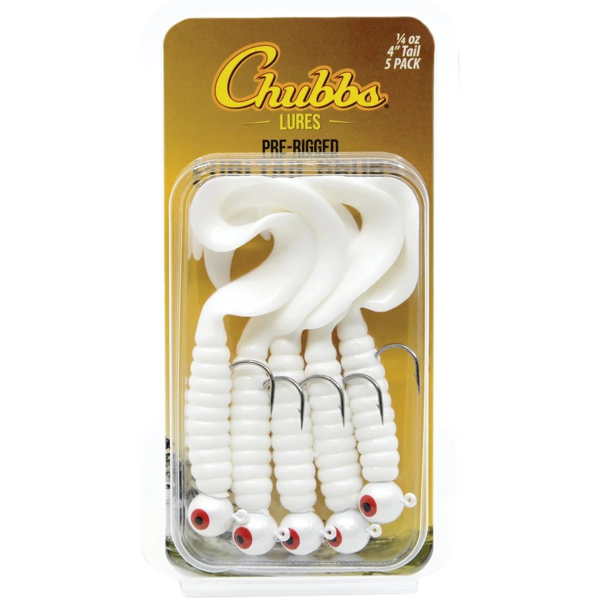 Top-Quality Chubbs 3 In. White Curltail Grub 5-Pack Selected