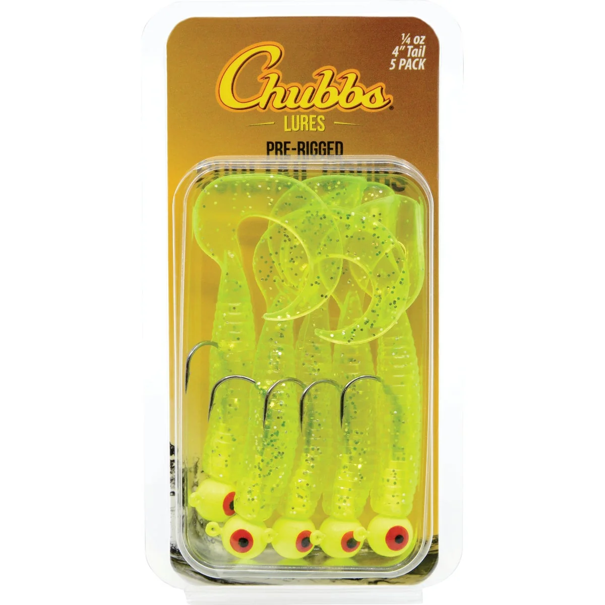 Efficient Chubbs 3 In. Chartreuse Glitter Curltail Grub 5-Pack Long-Lasting