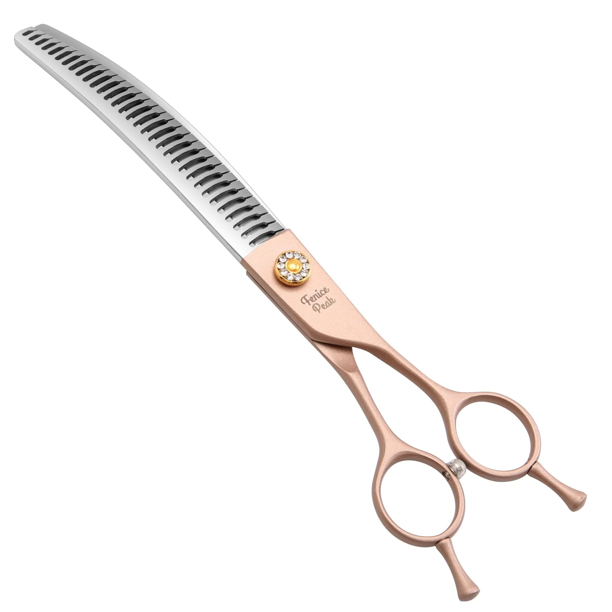 Minimalist Fenice Peak 7.0-inch Curved Chunker Dog Grooming Scissors – Rose Gold Thinning Shears 440C Stainless Steel Convenient