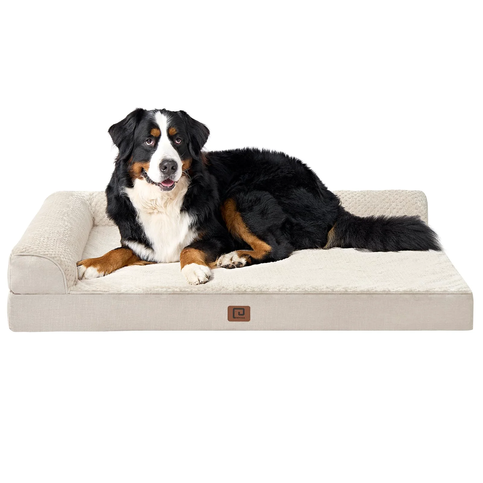 Luxury EHEYCIGA Memory Foam Dog Bed XXL – Orthopedic Giant Bed 48x36x7 in Washable Cover Beige Artisan