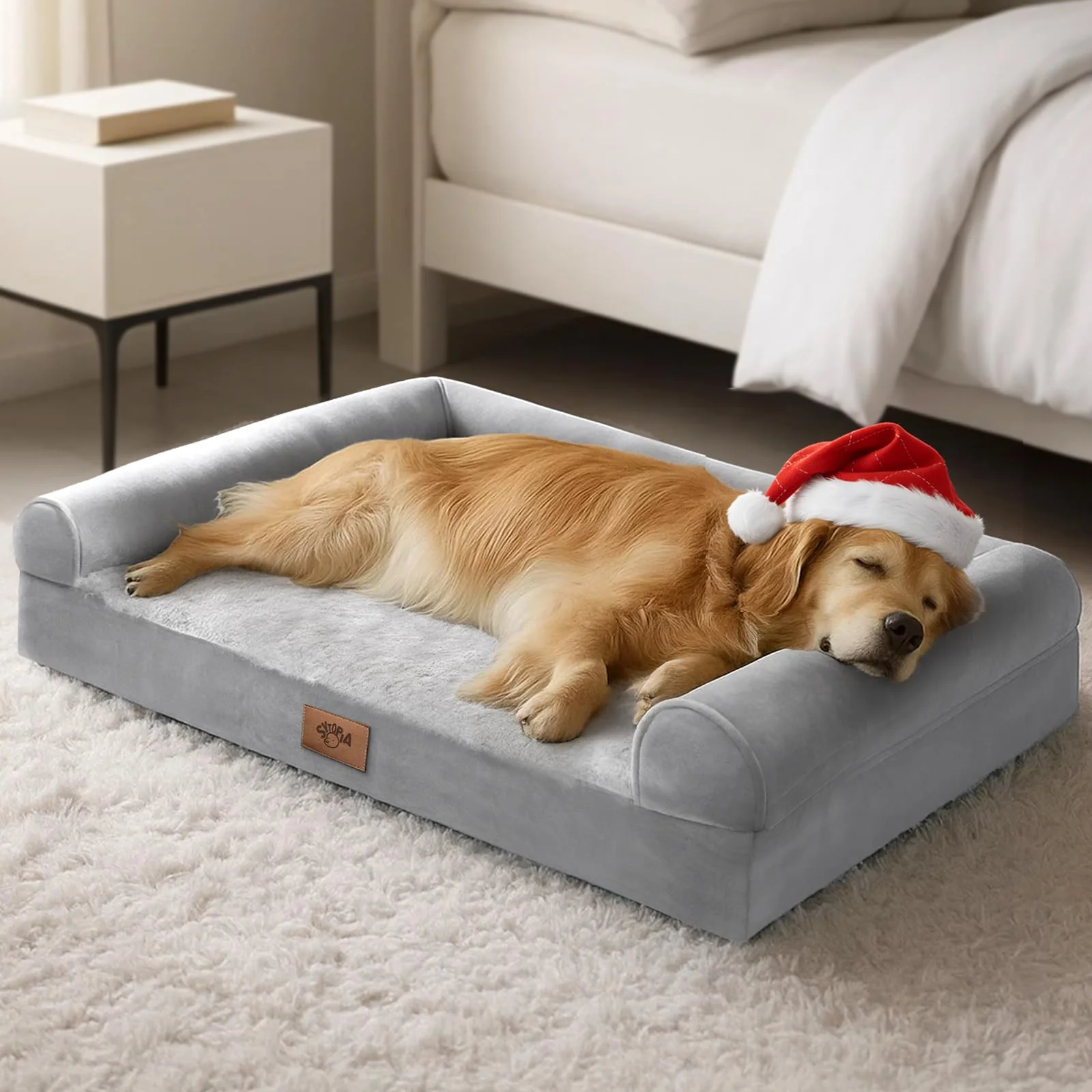 Smart Sytopia Chew-Proof 42-Inch XL Dog Bed – Orthopedic Washable Cover Anti-Slip for Large Dogs Prestigious