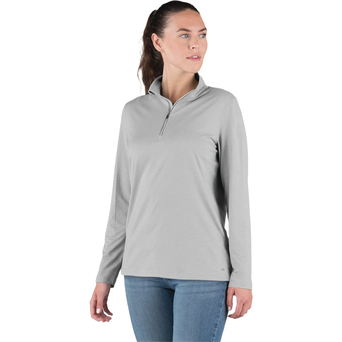 Clean Berne Women’s 2XL Heather Gray Midweight UPF Quarter-Zip Shirt Fashionable