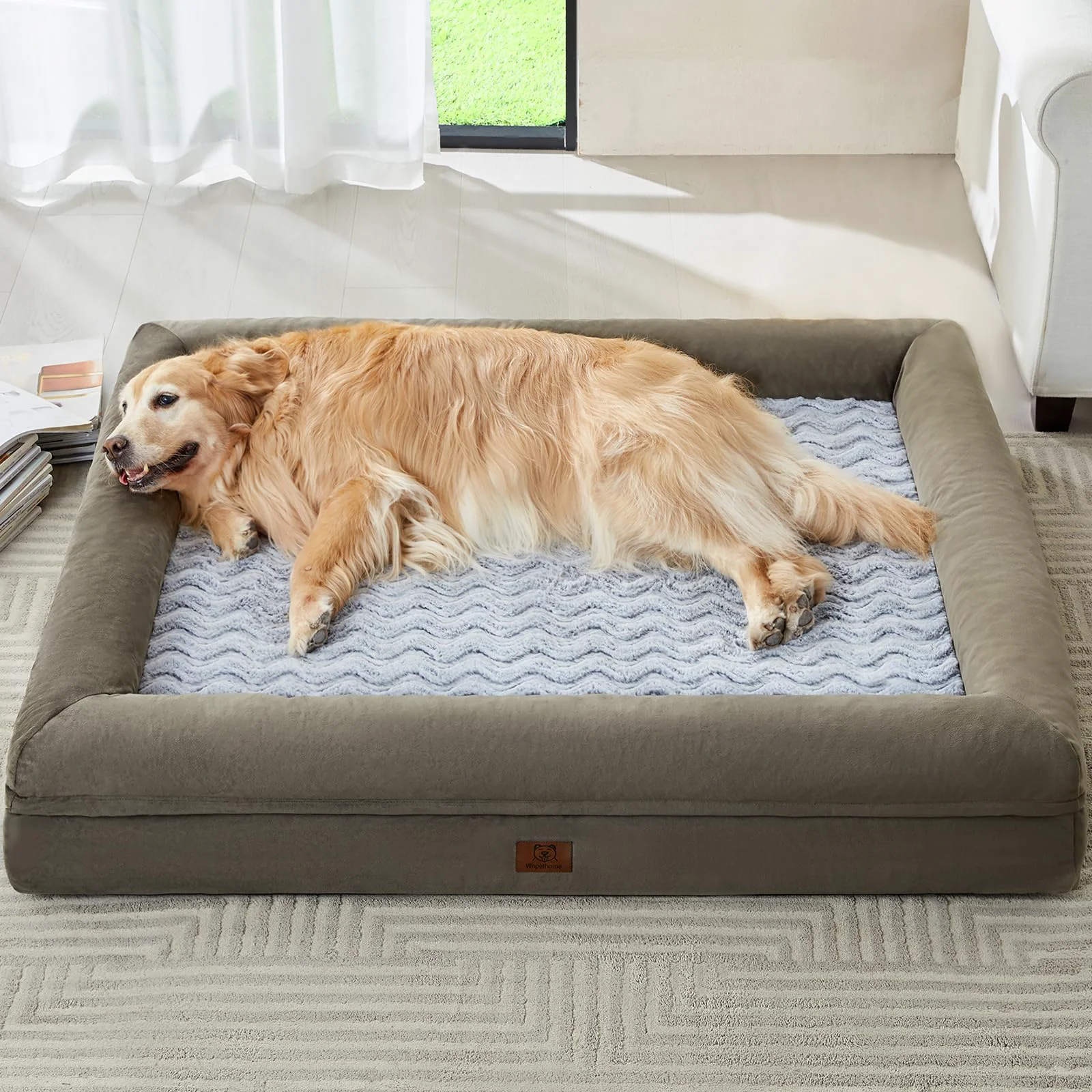 Safe WNPETHOME XXXL Big Dog Bed – Washable Waterproof Orthopedic Sofa for Large Dogs Relaxed