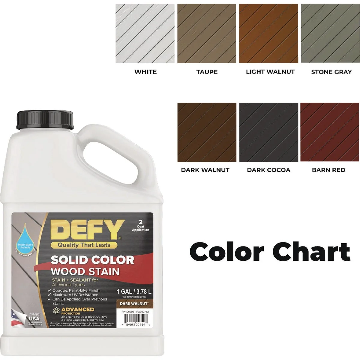 Reusable Defy Solid Color Wood Stain Dark Walnut 1 Gal. Fast