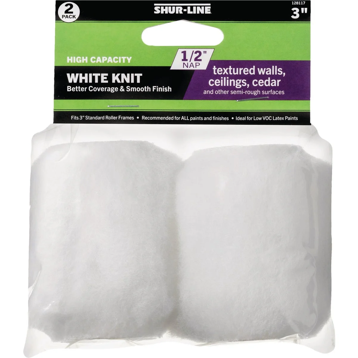 Environmentally Friendly Shur-Line 3 In. x 1 2 In. Knit Fabric Roller Cover 2-Pack Functional