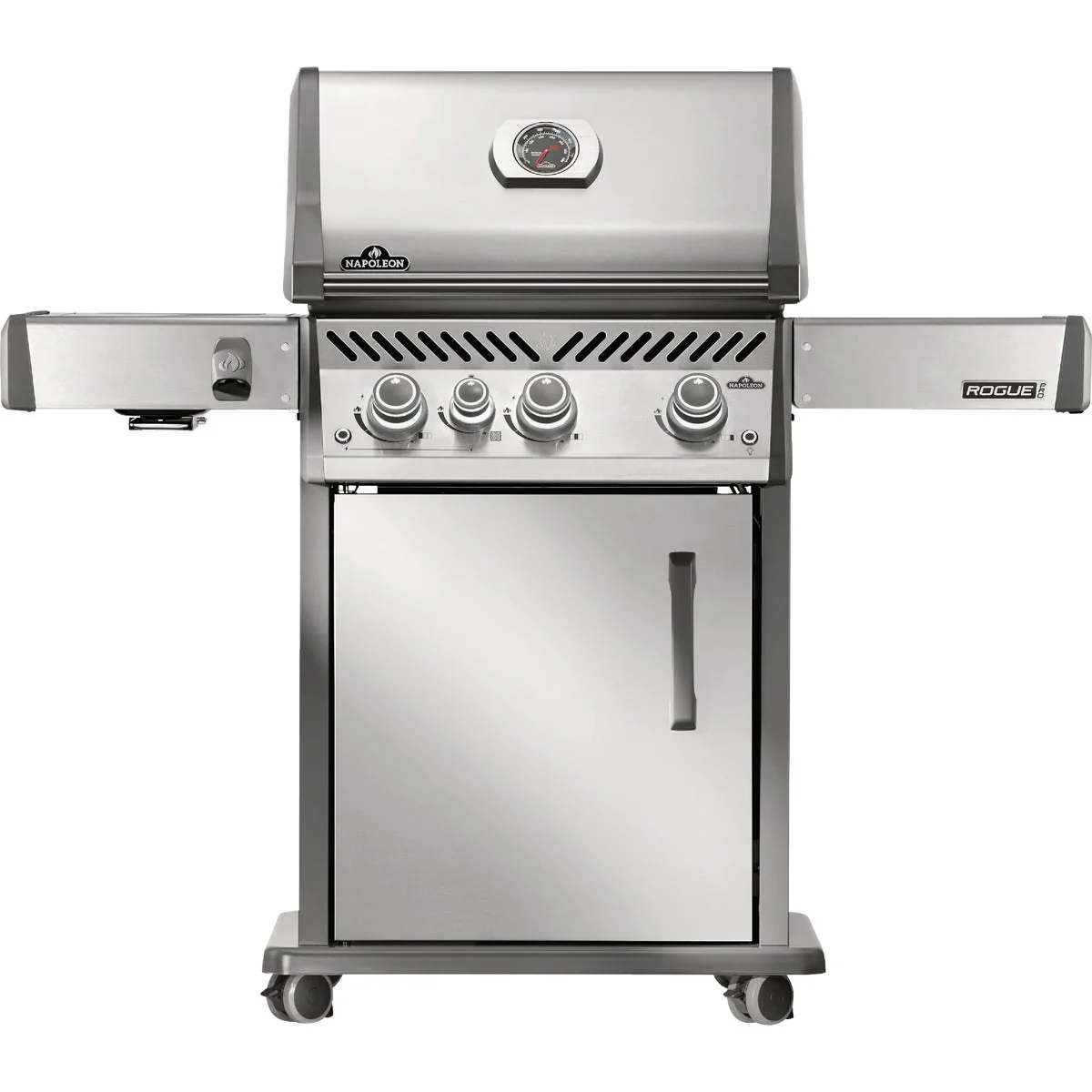 Original Design Napoleon Rogue Pro 425 3-Burner LP Gas Grill with Infrared Side Burner Stainless Steel Traditional