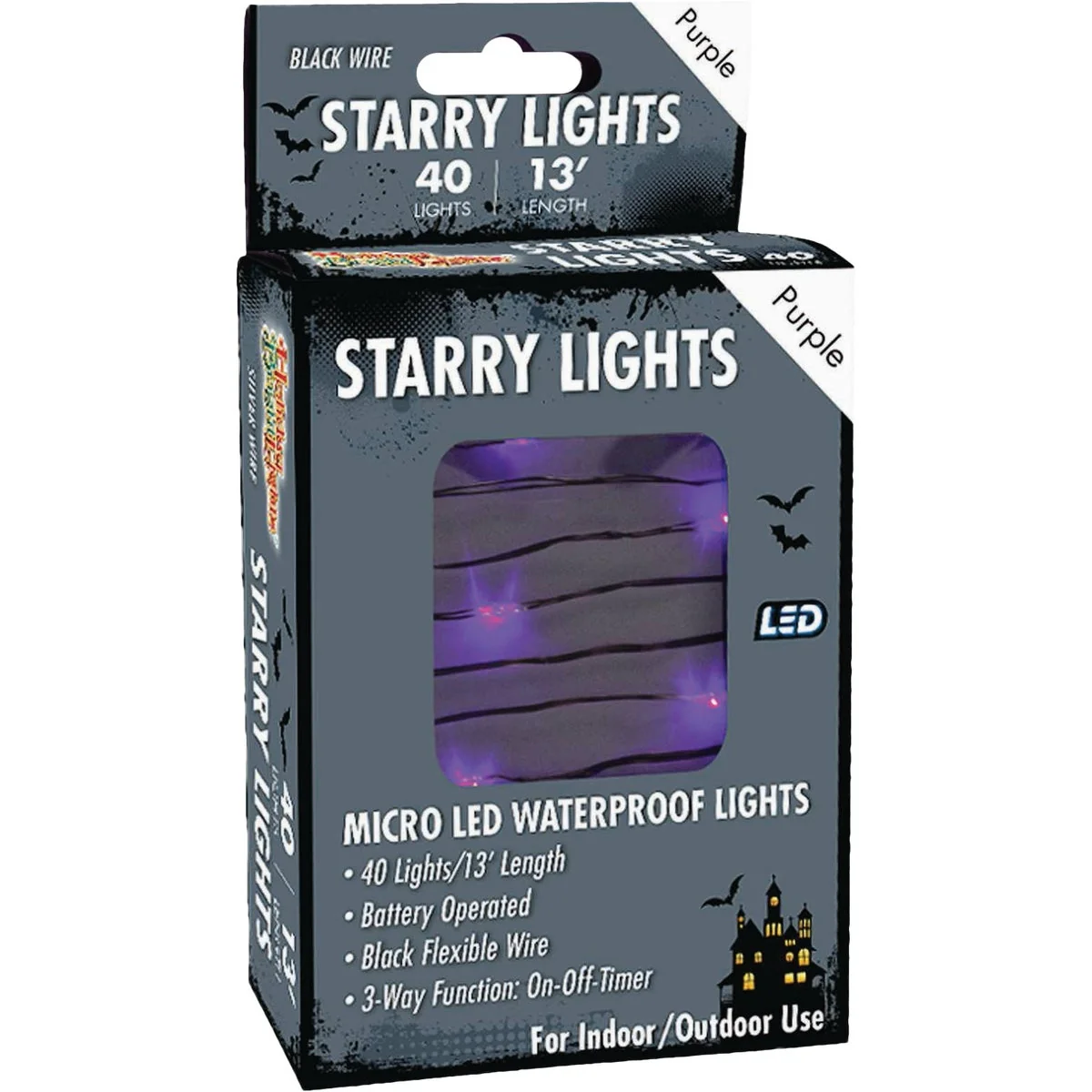 Carefully Designed Holiday Bright Lights 40-Bulb Micro LED Purple Battery Operated String Light Set with Black Wire Official
