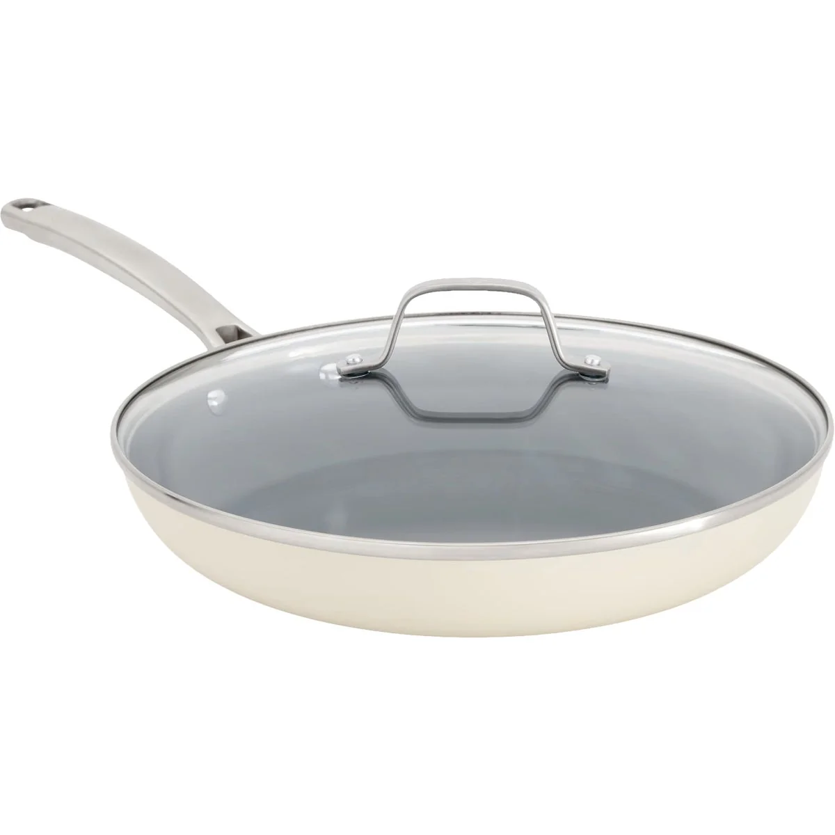 Dependable Calphalon 12 In. Ceramic Nonstick Fry Pan with Lid Flour Selected
