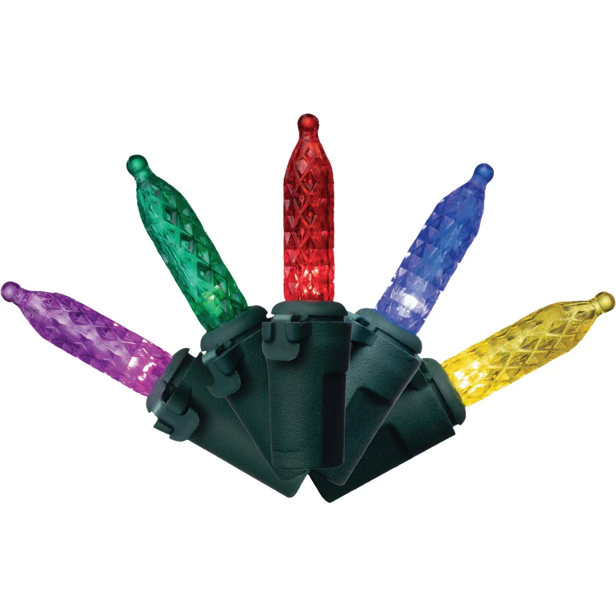 Verified Holiday Bright Lights Vibrant Multi 100-Bulb M5 Mini PS Faceted String Light Set Green