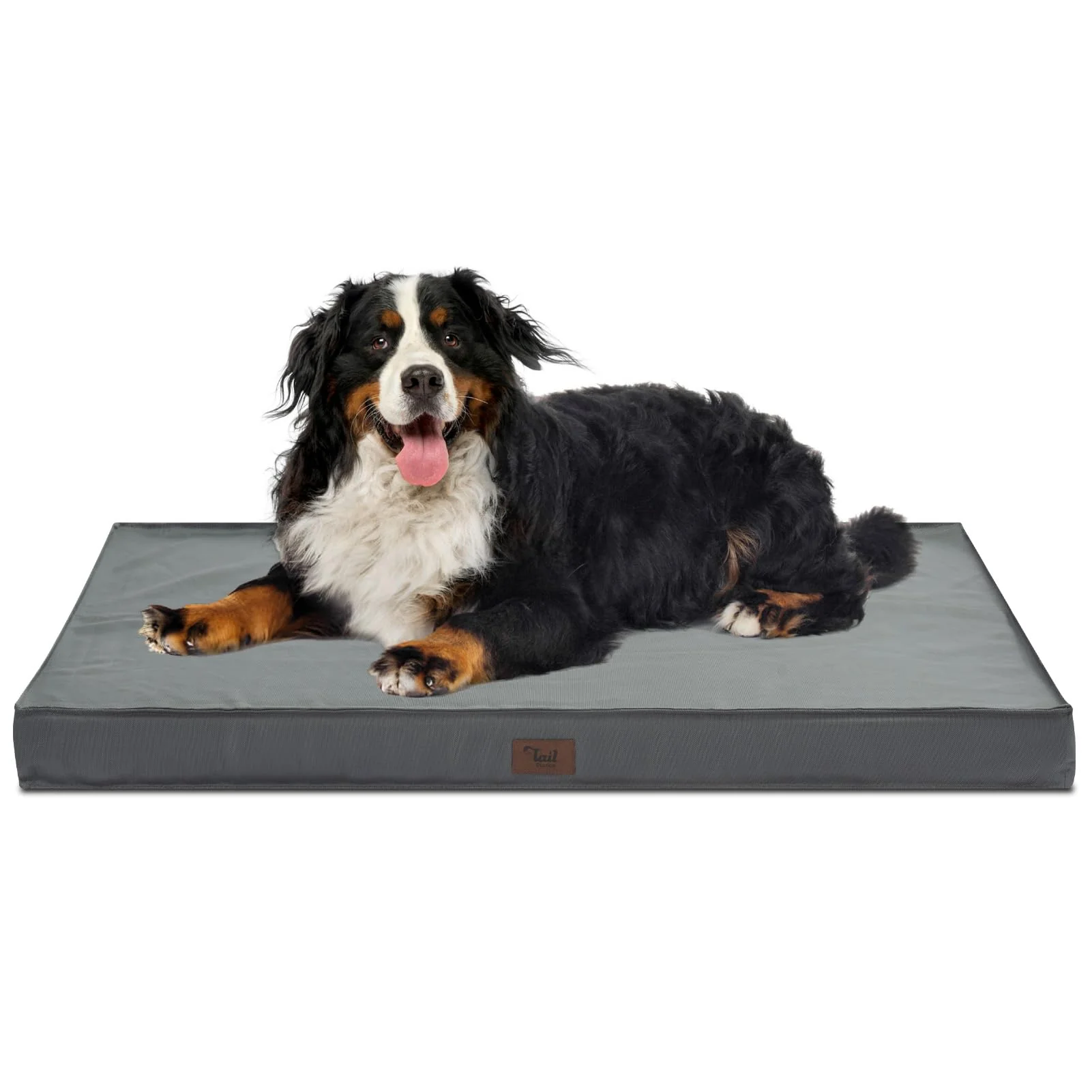Elite Tail Stories Outdoor XXL Dog Crate Bed — Waterproof 47×29 Inch Orthopedic Egg-Crate Foam Grey with Removable Cooling Cover Dependable