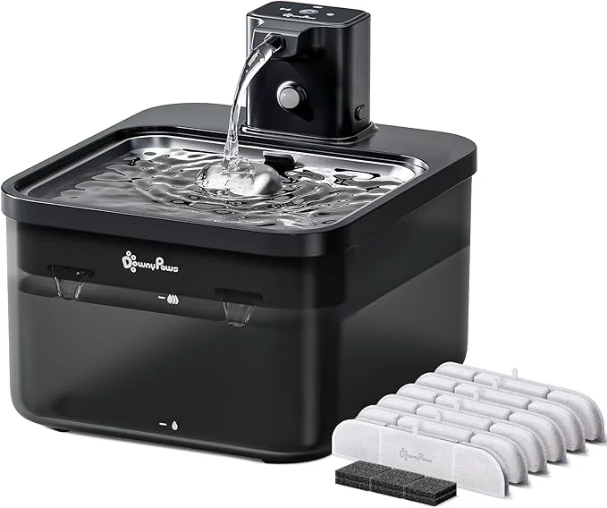 High-Performance DownyPaws Cat Water Fountain Stainless Steel Cordless 84oz 2.5L Fursink Premium Material
