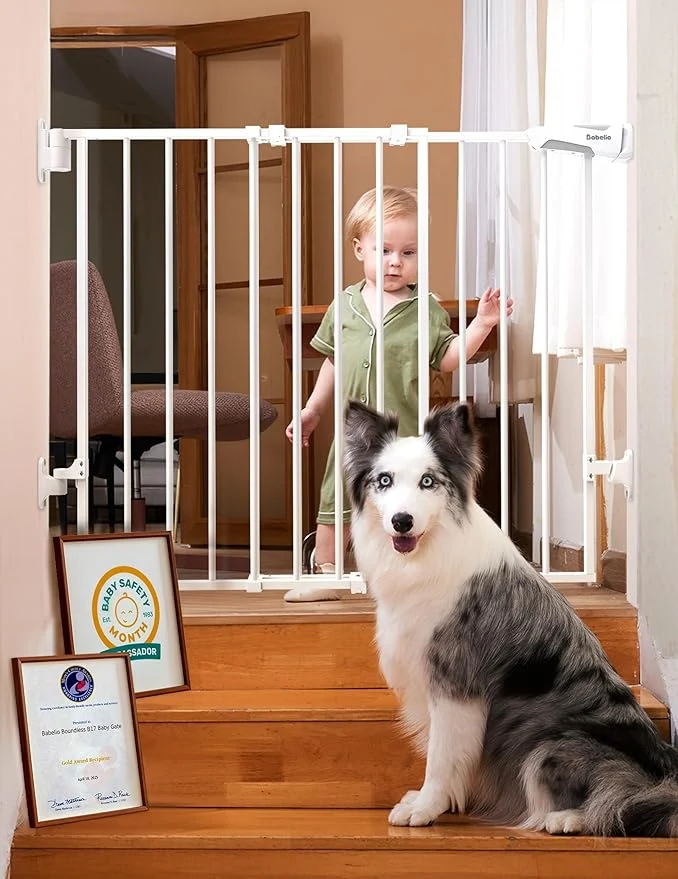 Sophisticated Babelio Baby Gate for Stairs Kitchen Doorways 26-43 W 28 H No Bottom Bar Original Design