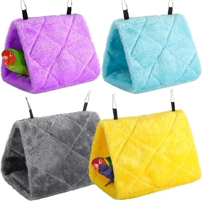 Healthy 4 Pcs Winter Warm Bird Nest for Cage Plush Birds Hanging Snuggle Cave 6.7 and Pure