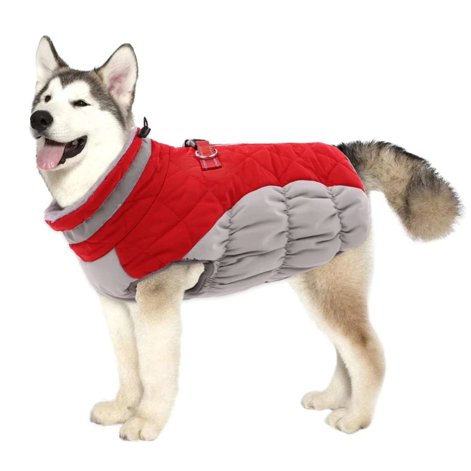Proven Lelepet Red 2XL Waterproof Dog Coat with Harness Built-In Reflective Turtleneck Winter Jacket Certified