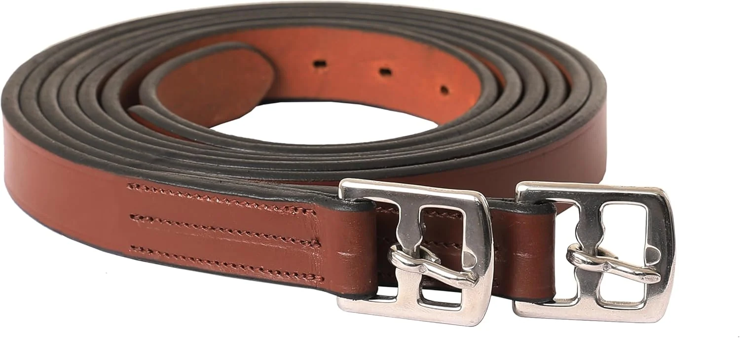 Classic Exion Pre-Stretched Leather Stirrup Leathers for English Saddles Premium Vegetable-Tanned Non-Stretch Stirrups for Jumping Dressage Schooling 18-Hole Numbered Adjustment SS Buckles Unique