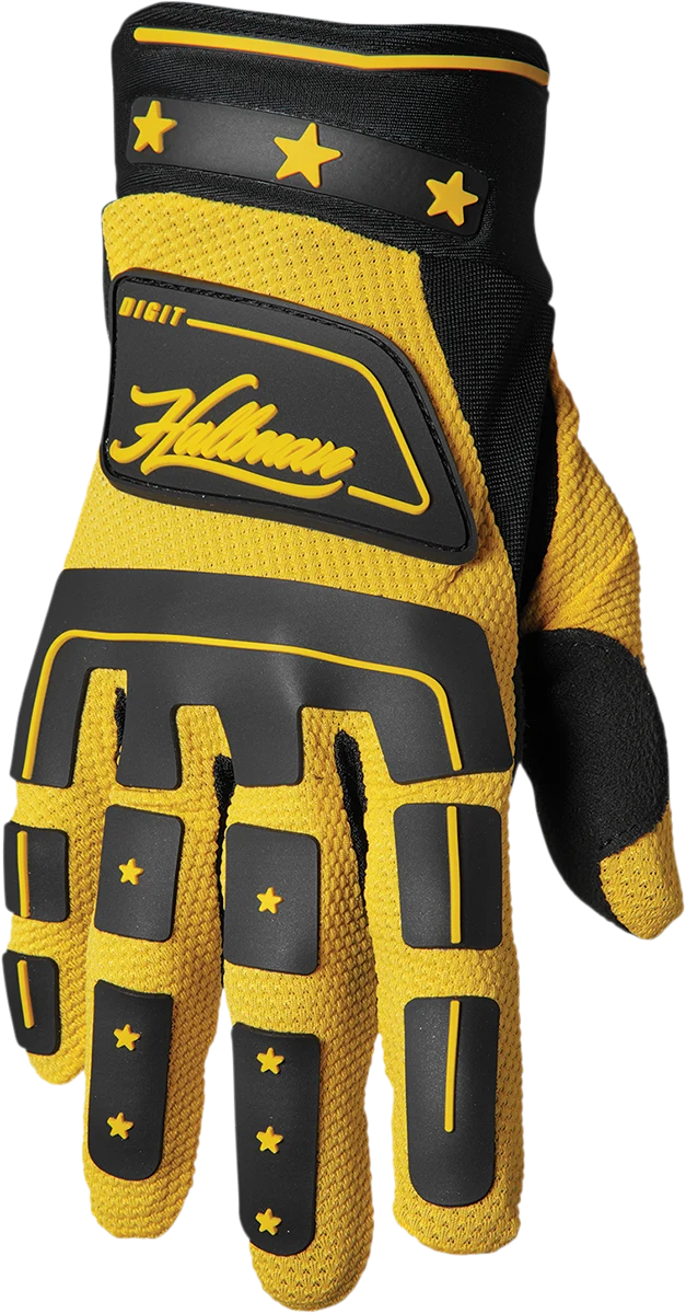 Stylish THOR Hallman Digit Gloves – Black Yellow – Medium 3330-6778 Certified