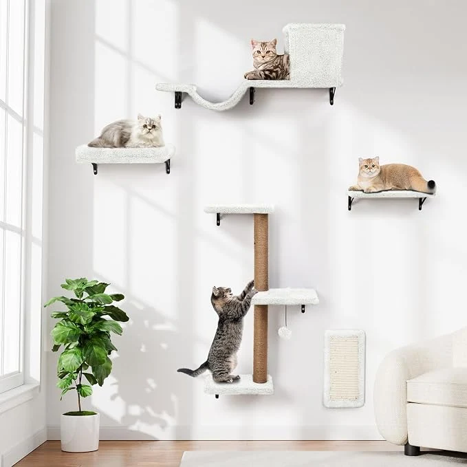 Breathable 5-in-1 Cat Wall Shelves Perch Lounge Smart