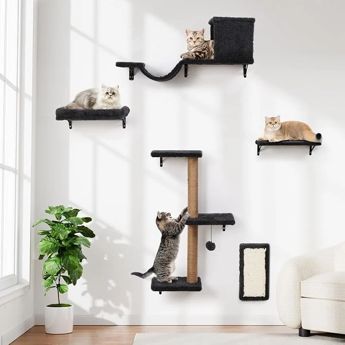 Casual 5-in-1 Cat Wall Shelves Perch Lounge Natural