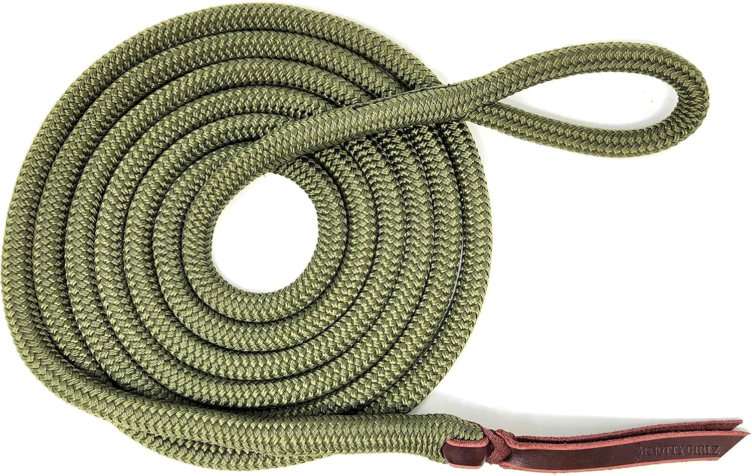 Consistent Double Braid Lead Rope with Eye Splice Loop 12-14FT Lengths Olive Green 12 ft. Organic
