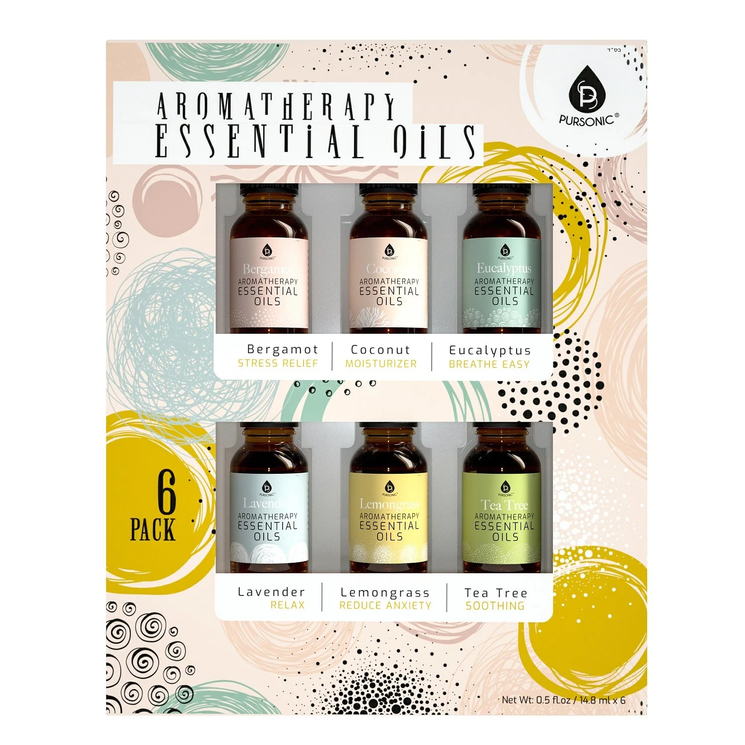 Elegant 6 Pack of Aromatherapy Essential Oils Official