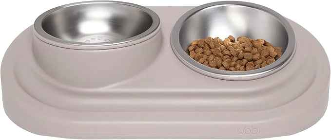 Breathable Ubbi Pet Feeding Bowls Set with Non-Slip Mat d Flat Stainless Steel Dog or Cat Bowls Ergonomic 15° Angled Feeder Dishwasher Safe TaupeAbout ThisOverview Fine Crafted