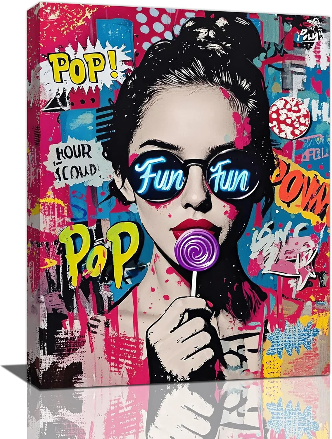 Exceptional Fashion Women Wall Art Glam Modern Artwork for Girls Banksy Street Graffiti Pop Art Canvas Pictures Painting Print Framed Decorations Gifts for Bedroom Living Room Office 12 x16 Original