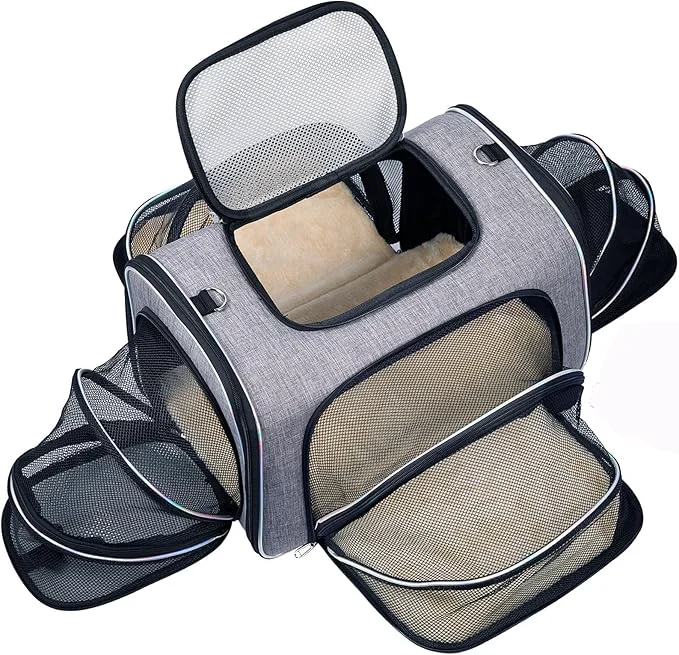 Functional Airline Cat Carrier Under Seat 4-Way Expandable Collapsible Soft-Sided Pet Carrier with Removable Fleece Pad – TSA Compliant for Cats 18x11x11.5in Car Plane Travel Vet VisitsAbout ThisOverview Proven