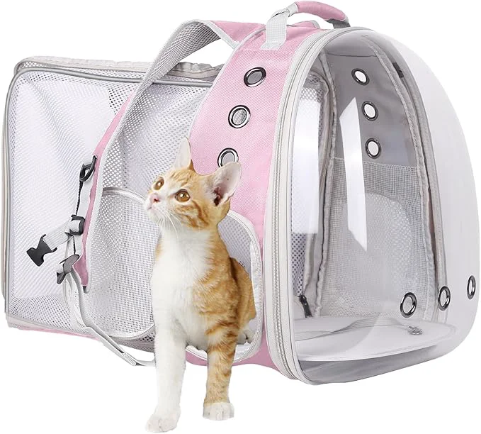 Detailed Square Back Extension Pet Backpack Carrier for Cat and Small Puppy up to 12 Pounds Clear Space Capsule Astronaut Transparent Bubble Window Backpack to Carry and Transport Cat to Vet and TravelingAbout ThisOverview Minimalist
