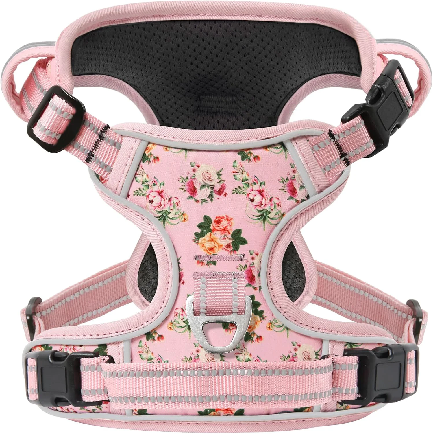 Pure Timos No Pull Dog Harness Release at Neck Reflective 3 Snap Buckles Adjustable No Choke Pet Vest with Front Back 2 Leash Clips Soft Padded Control Training Handle for Small Medium Large Dogs High-Grade