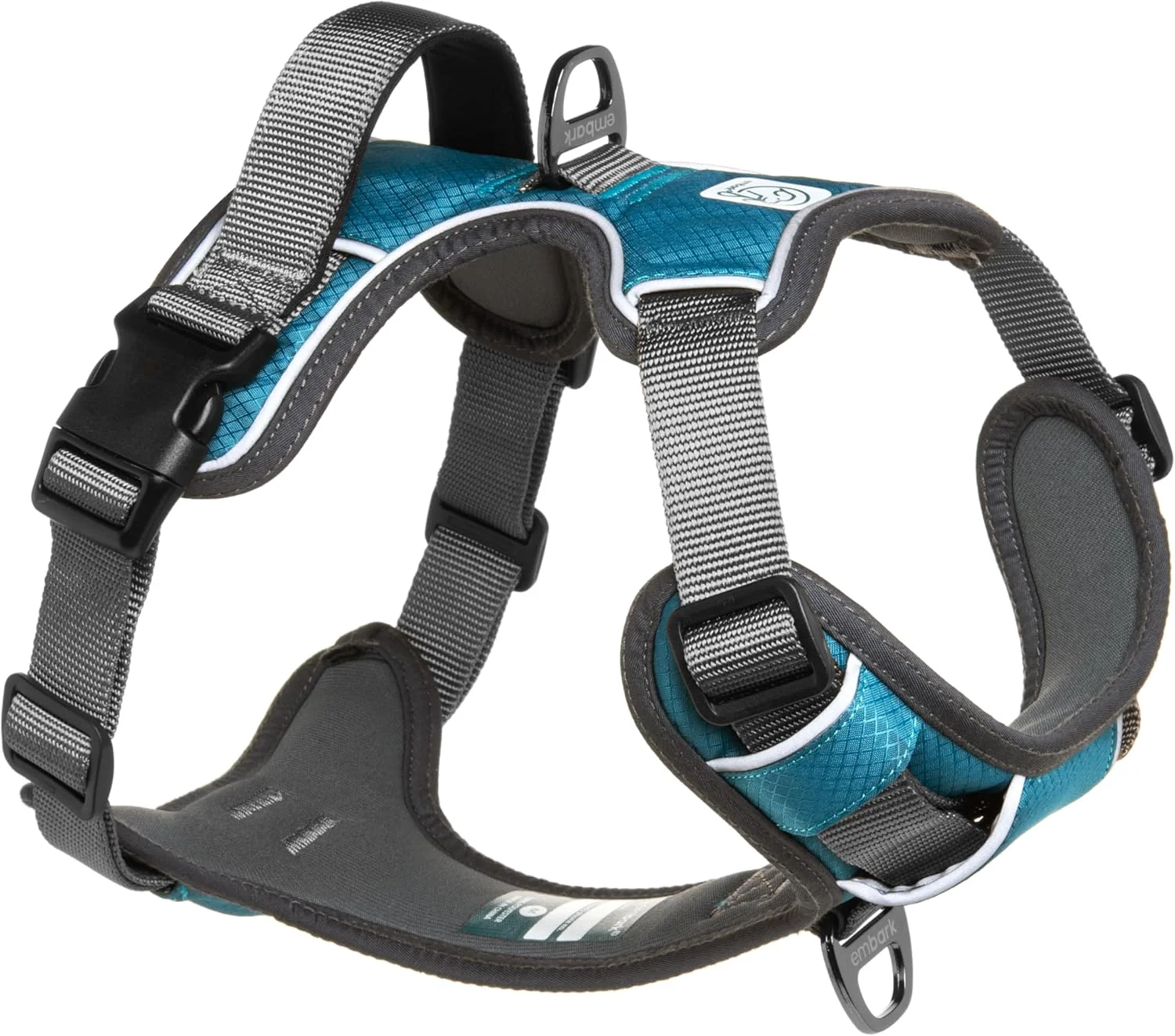 Organic Embark Adventure Dog Harness Reflective Trim No Pull Dog Harness Medium Sized Dogs – Military Grade Nylon Front Clip with Gel Lined Handle. Flexible