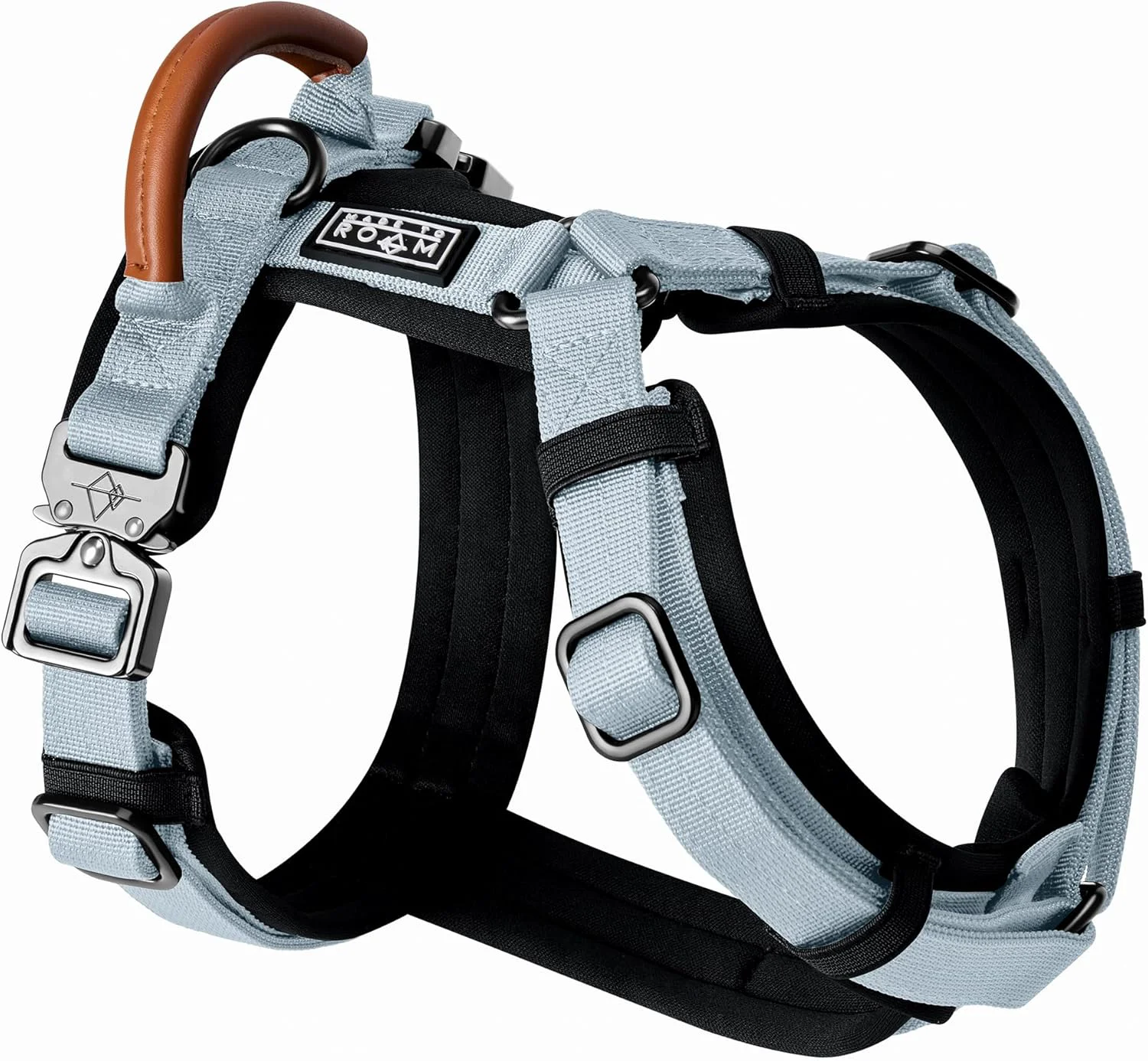 Functional MADE TO ROAM Premium Explorer Harness – Y-Shaped Dog Harness with Adjustable Durable Nylon Soft Padding Metal Buckles and Leather Handle for Small Medium Large Dogs Alaska Daybreak Size 4 Comfortable