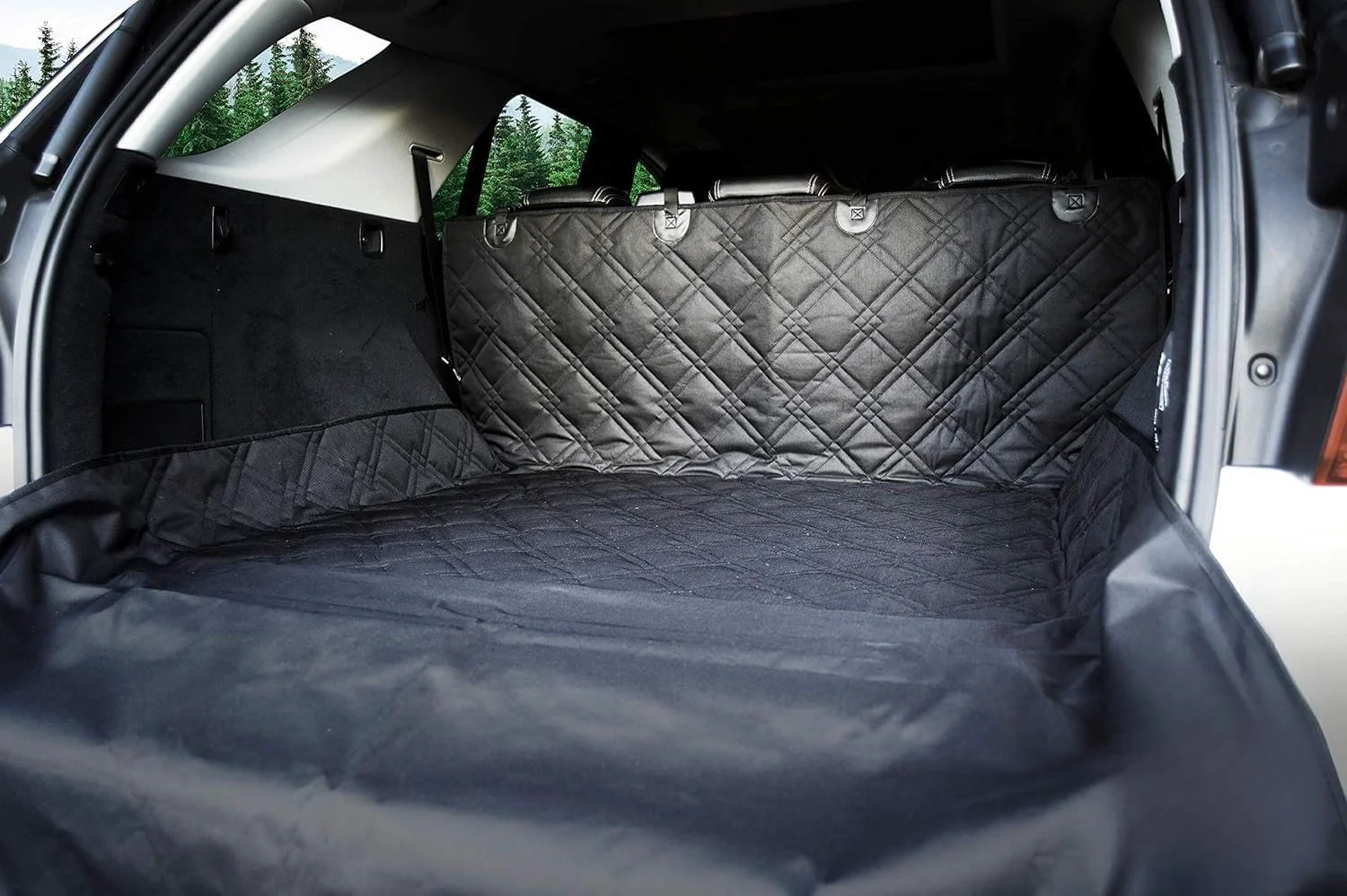 Trendy Bulldogology SUV Cargo Liner for Dogs 55 x82 Heavy Duty Pet Trunk Cargo Cover Area – Trunk Cover Car Protector for Dogs Waterproof Nonslip Mat – Dog Cargo Liner SU Vans Cars Large Black Organic