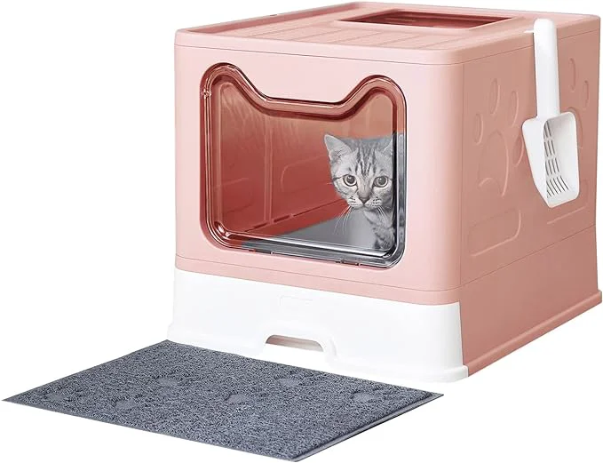 Proven Cat Litter Box with Litter Mat and Scoop Large Covered Litter Box with Lid Convenient