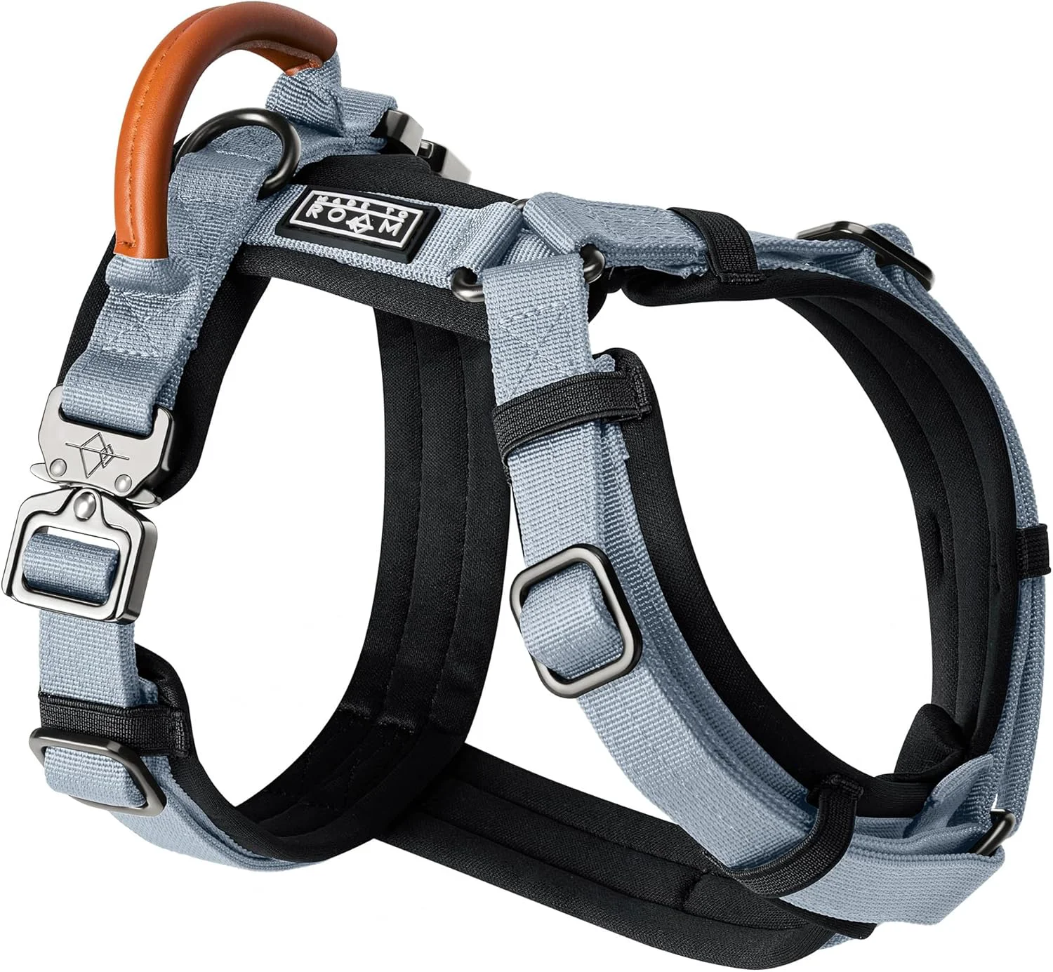 Green MADE TO ROAM Premium Explorer Harness – Y-Shaped Dog Harness with Adjustable Durable Nylon Soft Padding Metal Buckles and Leather Handle for Small Medium Large Dogs Virginia Mountains Size 3 Natural